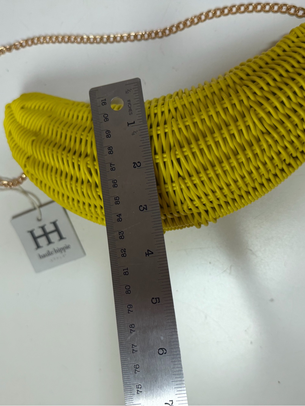 Haute Hippie Style Yellow Wicker Banana Gold Chain Crossbody Bag NWT - Picture 3 of 13